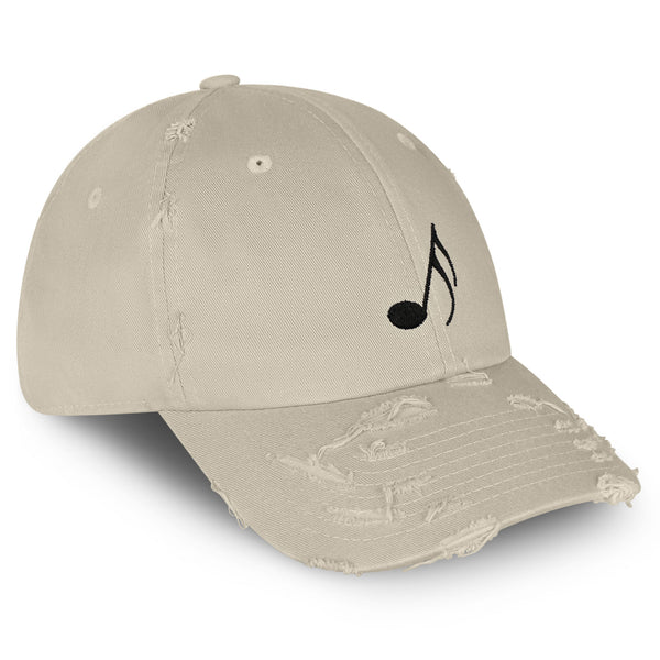 16th Note Vintage Dad Hat Frayed Embroidered Cap Music Symbol