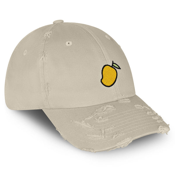 Mango Fruit Vintage Dad Hat Frayed Embroidered Cap Tree