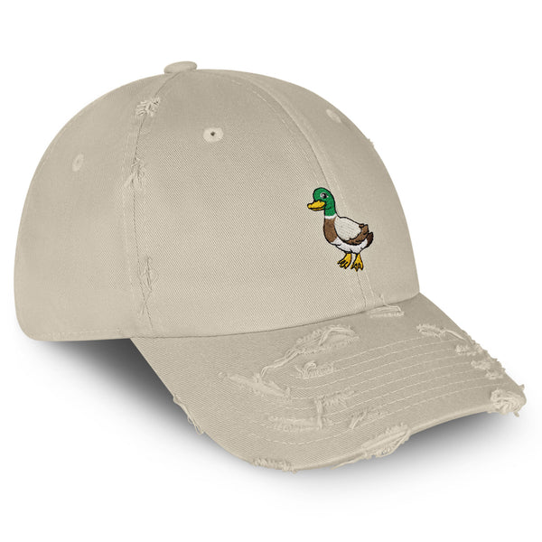 Duck Vintage Dad Hat Frayed Embroidered Cap Bird Lake