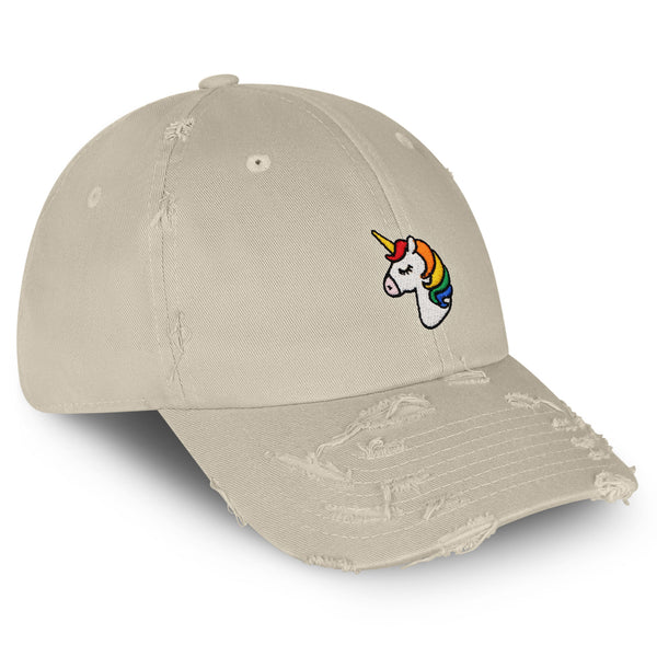 Unicorn Vintage Dad Hat Frayed Embroidered Cap Horse