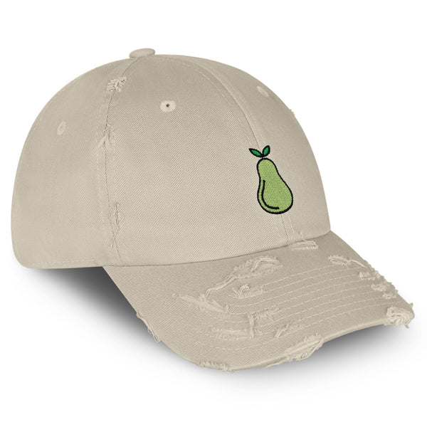 Pear Vintage Dad Hat Frayed Embroidered Cap Fruit