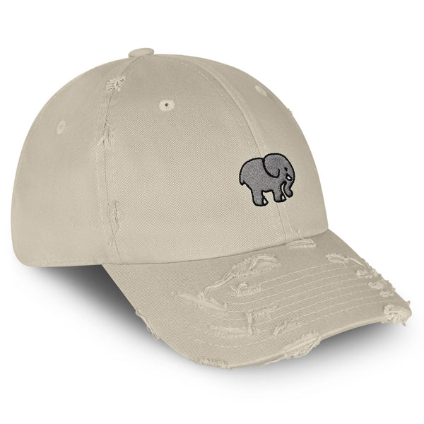 Elephant Vintage Dad Hat Frayed Embroidered Cap Cute