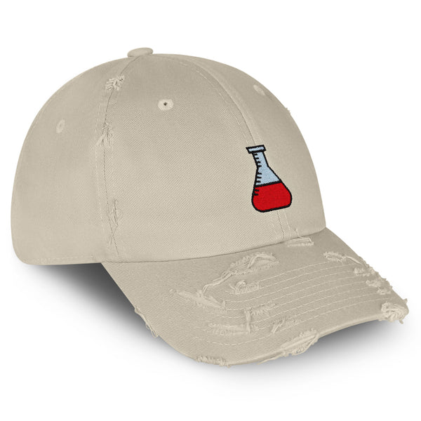 Erlenmeyer Flask Vintage Dad Hat Frayed Embroidered Cap Science