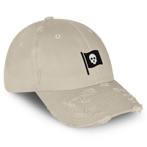 Skull Flag Vintage Dad Hat Frayed Embroidered Cap Pirate