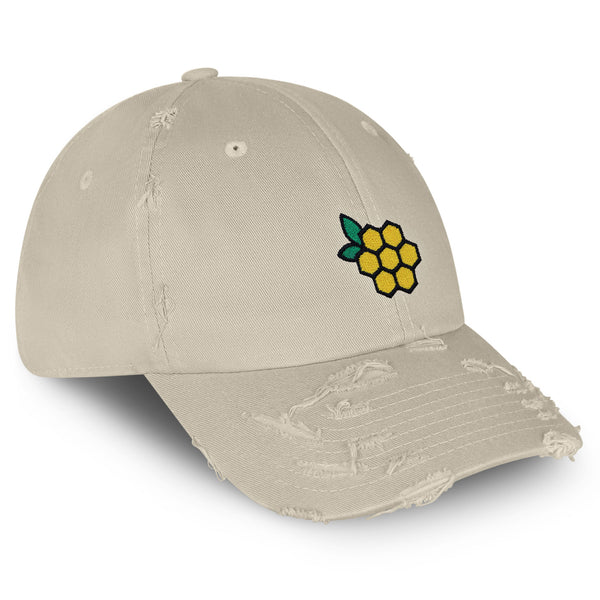 Honeycomb Vintage Dad Hat Frayed Embroidered Cap Honey Logo