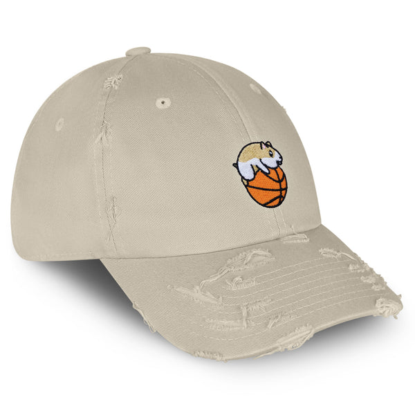 Hamster Ball Vintage Dad Hat Frayed Embroidered Cap Basketball