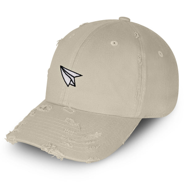 Paper Airplane Vintage Dad Hat Frayed Embroidered Cap Plane Sky