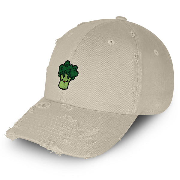 Broccoli Vintage Dad Hat Frayed Embroidered Cap Vegan Vegetable