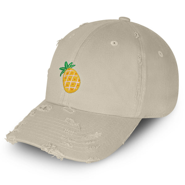 Papaya Fruit Vintage Dad Hat Frayed Embroidered Cap Pineapple