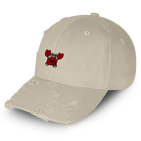 Funny Crab Vintage Dad Hat Frayed Embroidered Cap Ocean Sea, Fishing