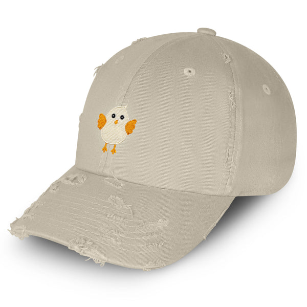 Cute Chick Vintage Dad Hat Frayed Embroidered Cap Chicken