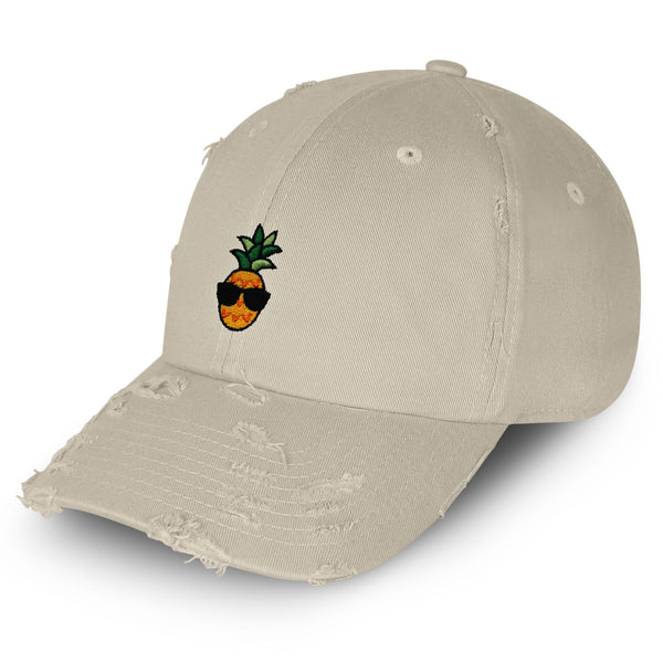 Pineapple Man Vintage Dad Hat Frayed Embroidered Cap Sunglasses