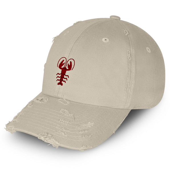 Lobster Vintage Dad Hat Frayed Embroidered Cap Shellfish Foodie