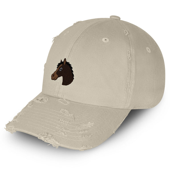 Horse Head Vintage Dad Hat Frayed Embroidered Cap Cowboy Zoo