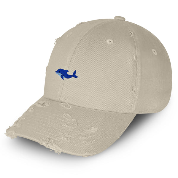 Dolphin Vintage Dad Hat Frayed Embroidered Cap Ocean Aquarium, Sea