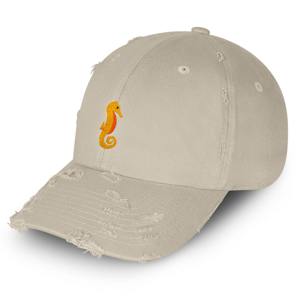 Seahorse Vintage Dad Hat Frayed Embroidered Cap Ocean Sea, Fish