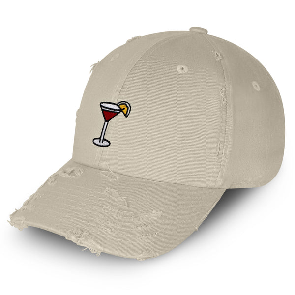 Jackrose Cocktail Vintage Dad Hat Frayed Embroidered Cap Bar Party