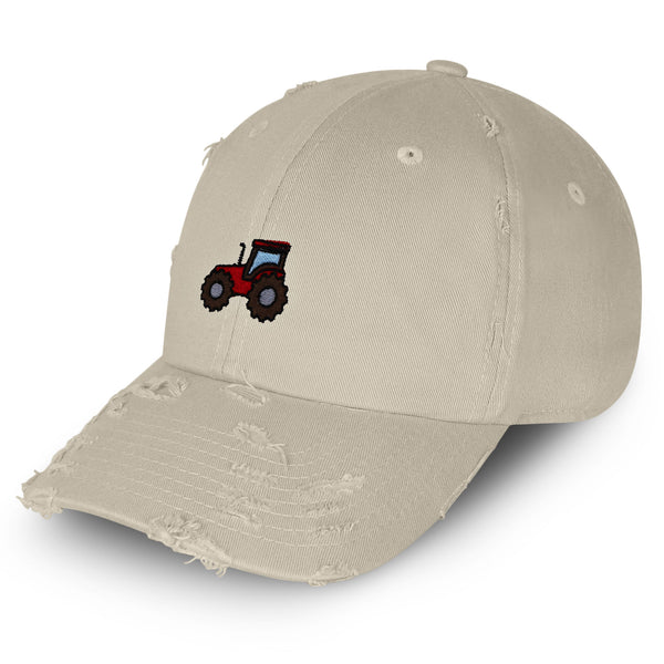 Tractor Vintage Dad Hat Frayed Embroidered Cap Construction Farm