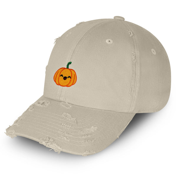 Pumpkin Vintage Dad Hat Frayed Embroidered Cap Halloween Jack