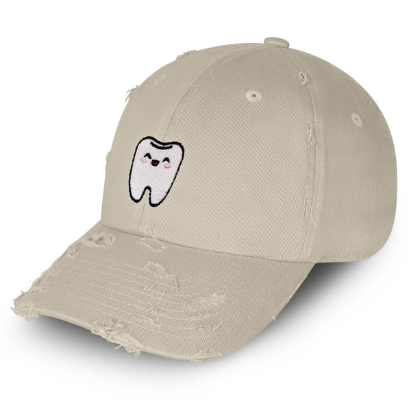 Tooth Vintage Dad Hat Frayed Embroidered Cap Dentist Dental