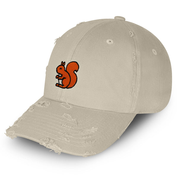 Squirrel Vintage Dad Hat Frayed Embroidered Cap Hamster Chipmunks