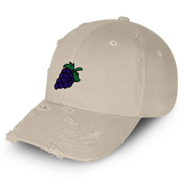 Grape Vintage Dad Hat Frayed Embroidered Cap Farm Farmers, Vegan