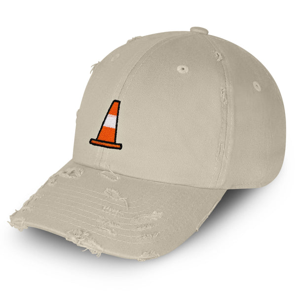 Safety Cone Vintage Dad Hat Frayed Embroidered Cap Construction