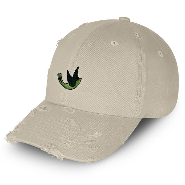 Green Bird Vintage Dad Hat Frayed Embroidered Cap Nature Animal