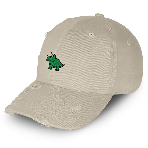 Triceratops Vintage Dad Hat Frayed Embroidered Cap Dinosaur