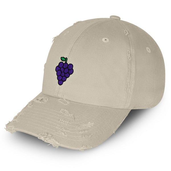 Grapes Vintage Dad Hat Frayed Embroidered Cap Fruit