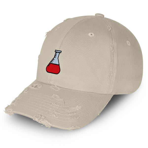 Erlenmeyer Flask Vintage Dad Hat Frayed Embroidered Cap Science