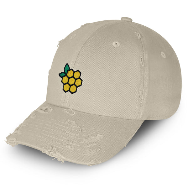 Honeycomb Vintage Dad Hat Frayed Embroidered Cap Honey Logo