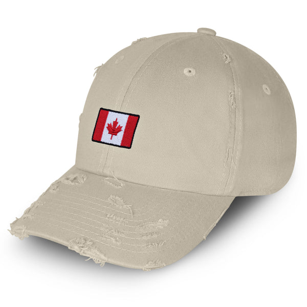 Canadian Flag Vintage Dad Hat Frayed Embroidered Cap Canada Logo