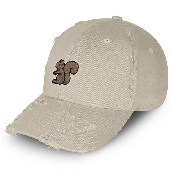 Cute Squirrel Vintage Dad Hat Frayed Embroidered Cap Squirrel Hug