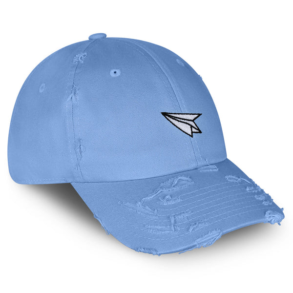 Paper Airplane Vintage Dad Hat Frayed Embroidered Cap Plane Sky