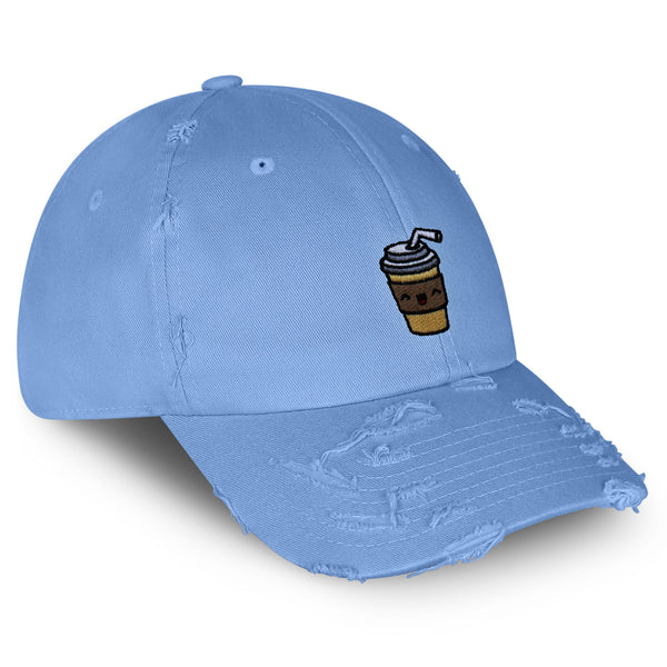 Morning Coffee Vintage Dad Hat Frayed Embroidered Cap Latte Americano