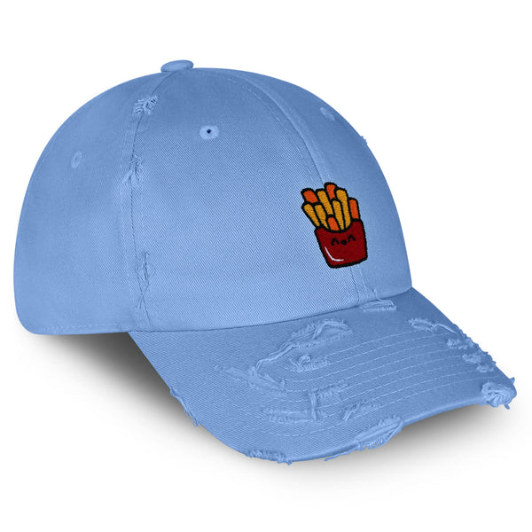 Smiling French Fries Vintage Dad Hat Frayed Embroidered Cap Chips Fast Food