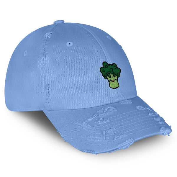 Broccoli Vintage Dad Hat Frayed Embroidered Cap Vegan Vegetable