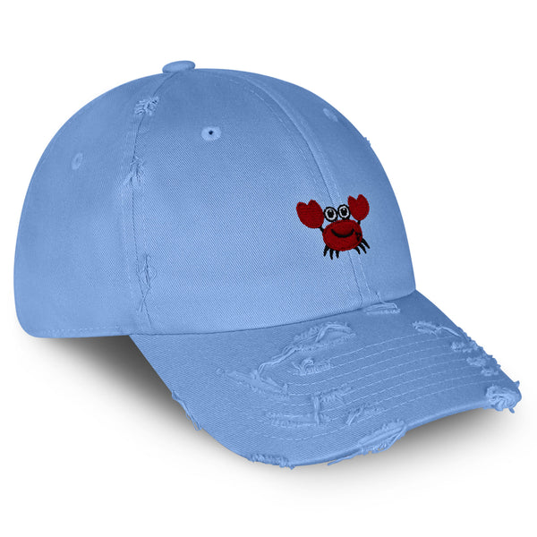 Funny Crab Vintage Dad Hat Frayed Embroidered Cap Ocean Sea, Fishing