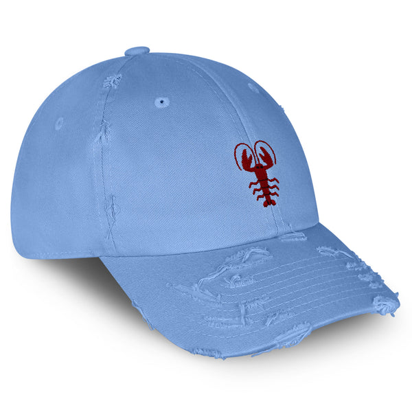 Lobster Vintage Dad Hat Frayed Embroidered Cap Shellfish Foodie