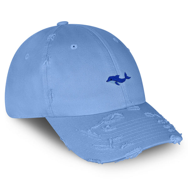 Dolphin Vintage Dad Hat Frayed Embroidered Cap Ocean Aquarium, Sea