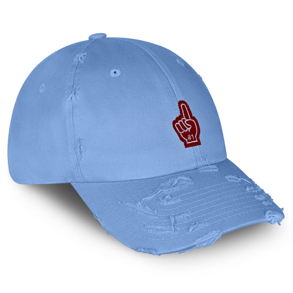 #1 Finger Vintage Dad Hat Frayed Embroidered Cap Fan Sports, Game