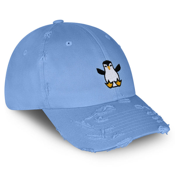 Penguin Vintage Dad Hat Frayed Embroidered Cap Snow Animal