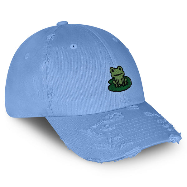 Frog Vintage Dad Hat Frayed Embroidered Cap Frog Pond, Frog