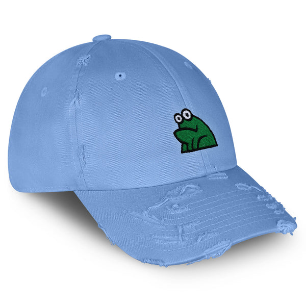 Frog Vintage Dad Hat Frayed Embroidered Cap Funny