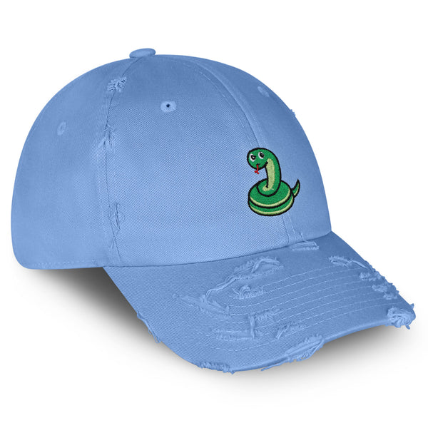 Snake Vintage Dad Hat Frayed Embroidered Cap Scary