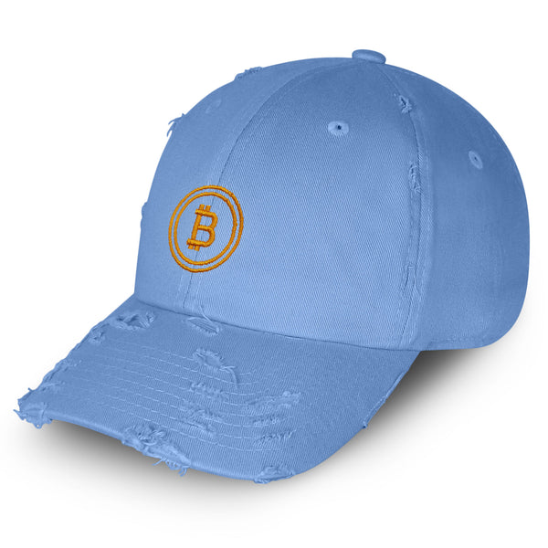 Bitcoin Vintage Dad Hat Frayed Embroidered Cap Cryptocurrency