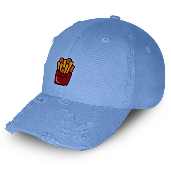 Smiling French Fries Vintage Dad Hat Frayed Embroidered Cap Chips Fast Food