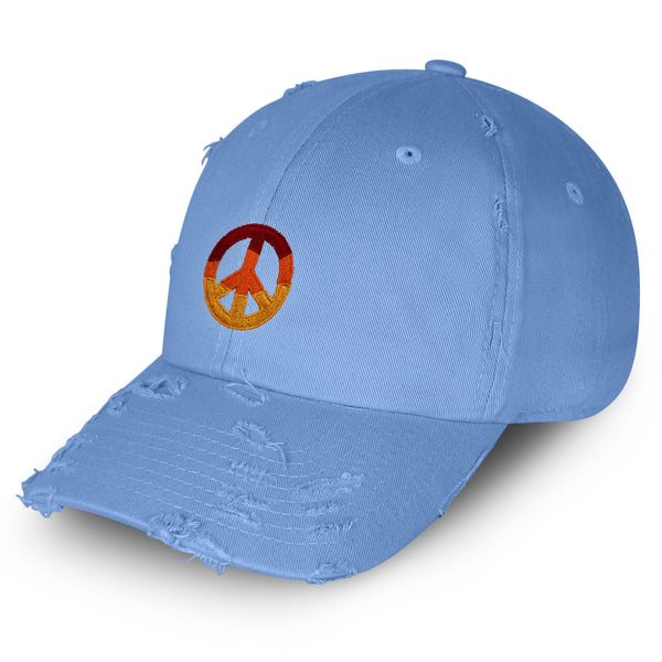 Peace Symbol Vintage Dad Hat Frayed Embroidered Cap Hippie Logo