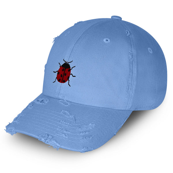 Ladybug Vintage Dad Hat Frayed Embroidered Cap Insect